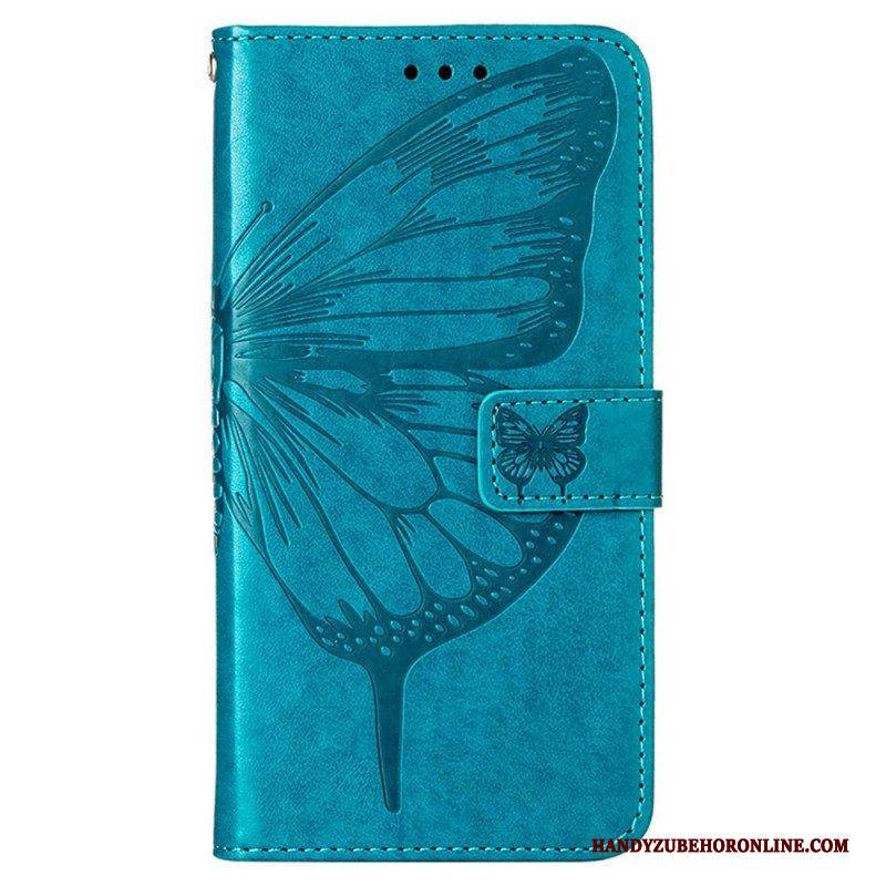 Flip Case Für OnePlus Nord CE 2 Lite 5G Mit Kordel Künstlerischer Schmetterling Mit Riemen
