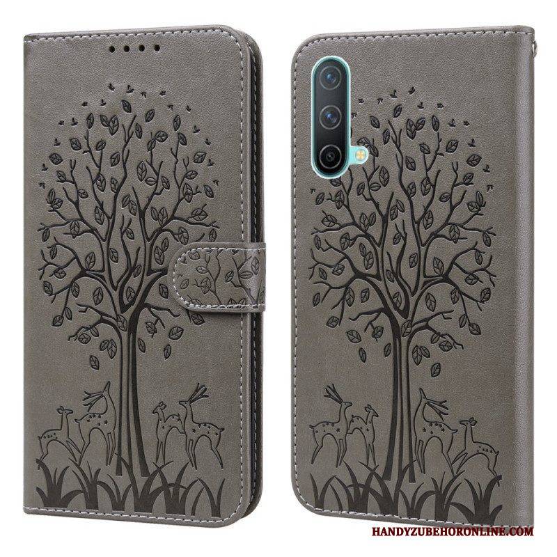 Flip Case Für OnePlus Nord CE 5G Baum Und Hirsch