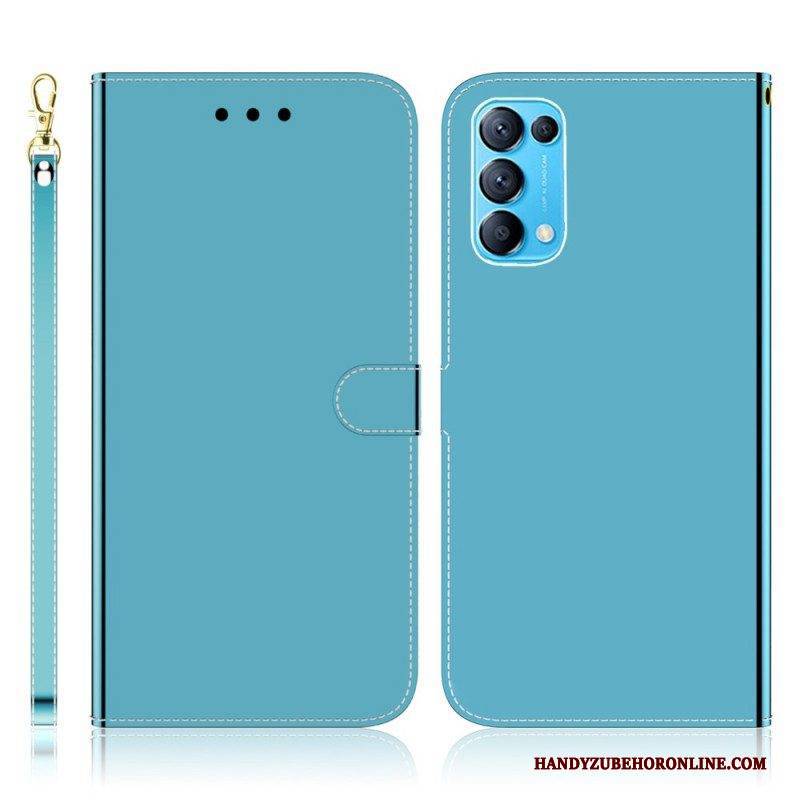 Flip Case Für Oppo Find X3 Lite Spiegelabdeckung Aus Kunstleder