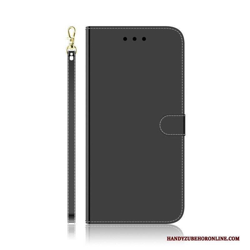 Flip Case Für Oppo Find X3 Neo Spiegelabdeckung Aus Kunstleder