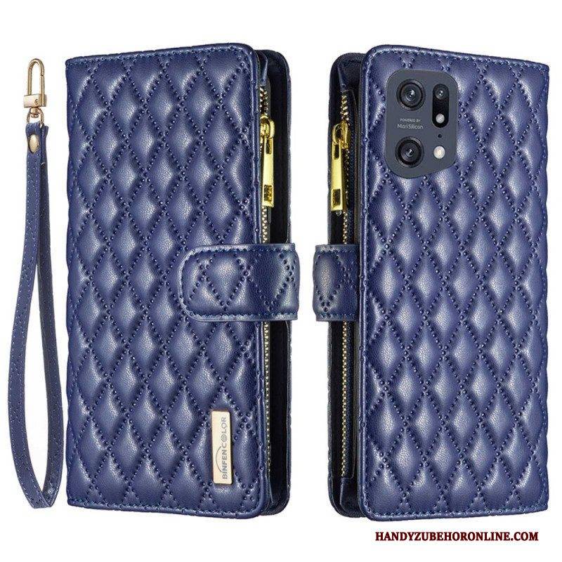 Flip Case Für Oppo Find X5 Pro Gesteppt Im Binfen-farbstil