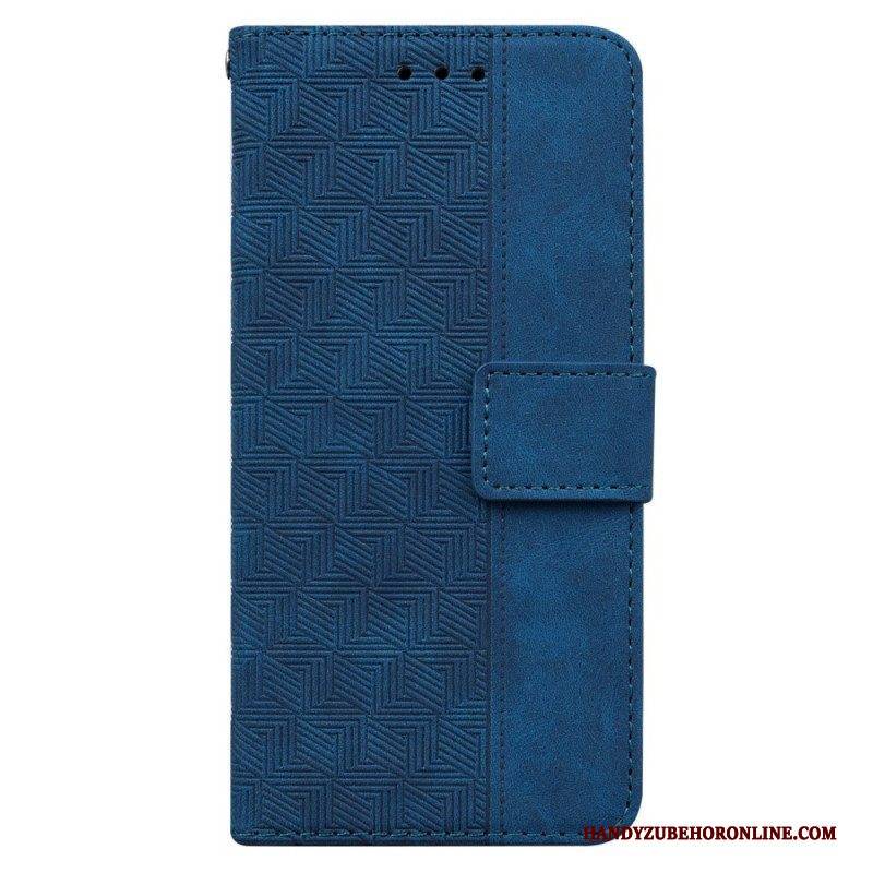 Flip Case Für Oppo Reno 8 Mit Kordel Riemchenmuster