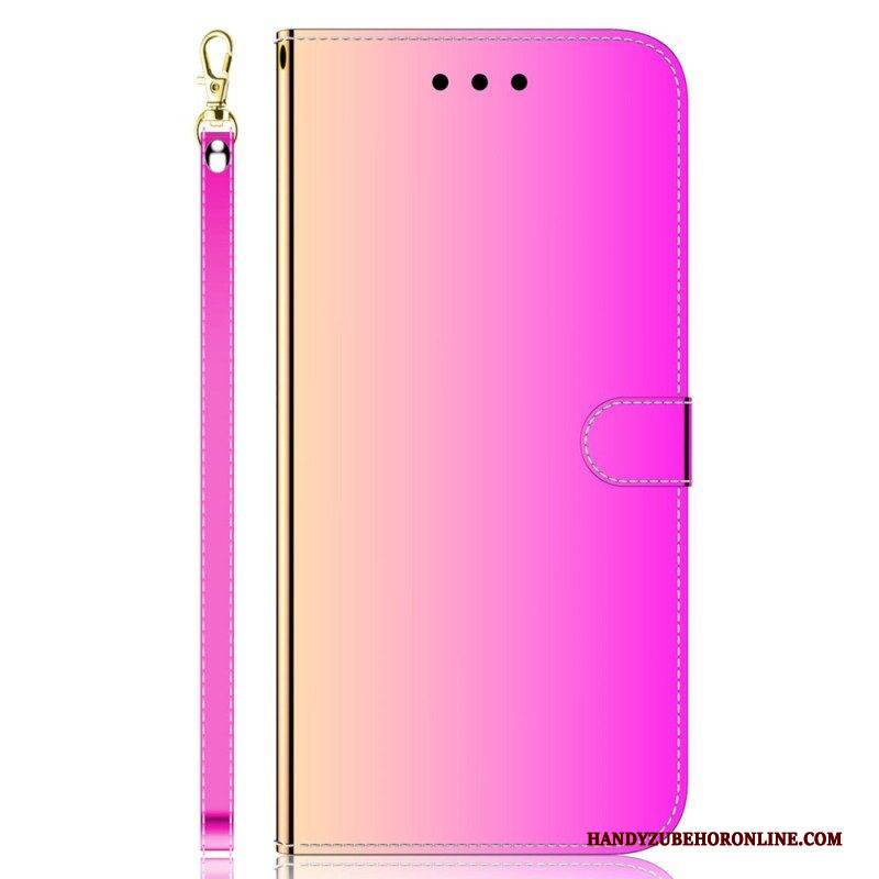 Flip Case Für Oppo Reno 8 Spiegel Und Schlüsselband