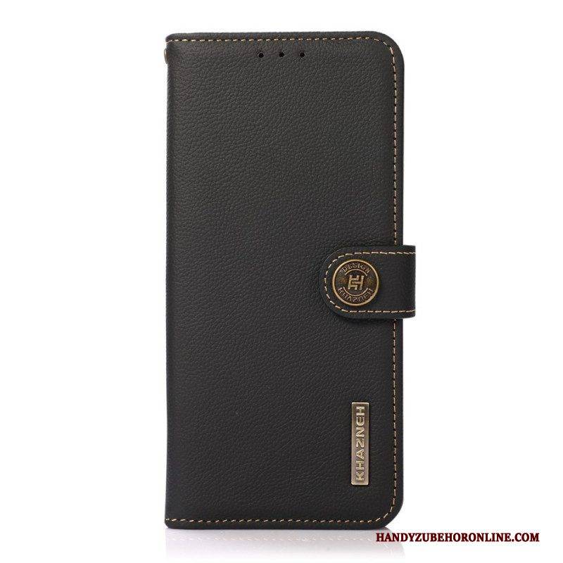 Flip Case Für Poco F4 Khazneh Rfid-echtleder