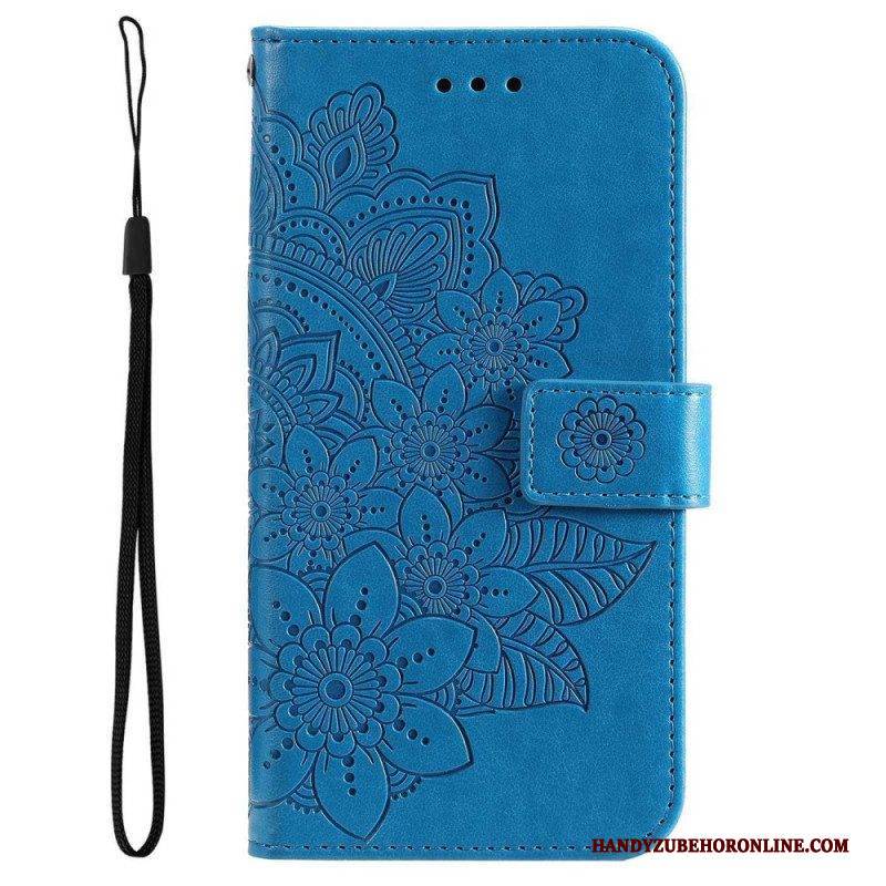 Flip Case Für Poco M4 5G Mit Kordel Riemchen-mandala