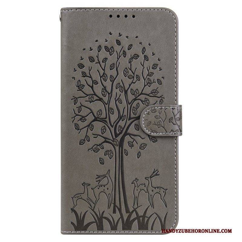 Flip Case Für Poco M4 Pro 5G Baum Und Hirsch
