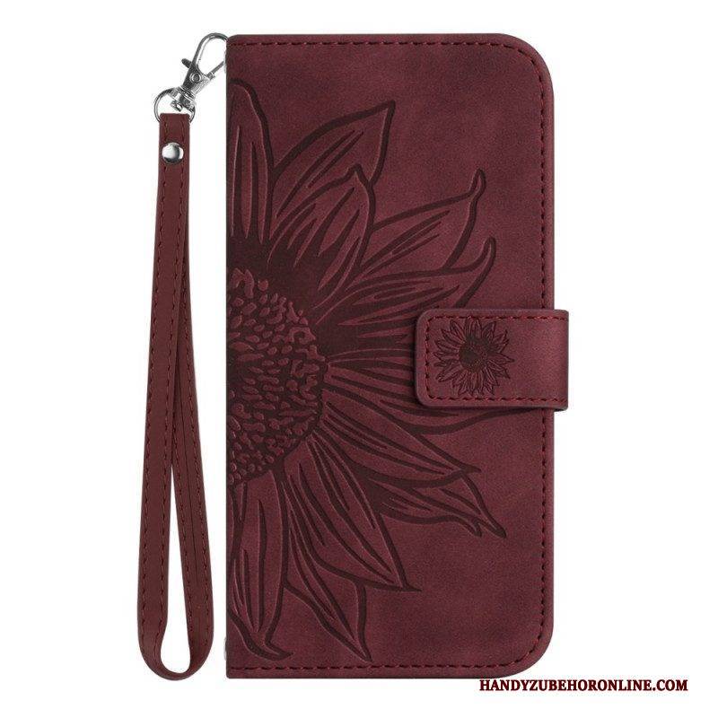 Flip Case Für Poco M5 Sonnenblume Mit Schlüsselband