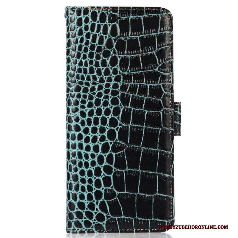 Flip Case Für Poco X5 5G Rfid Im Krokodil-stil