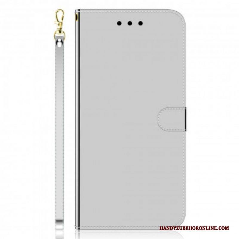 Flip Case Für Realme 8 5G Spiegelabdeckung Aus Kunstleder