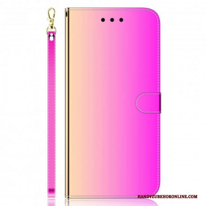 Flip Case Für Realme 8 5G Spiegelabdeckung Aus Kunstleder