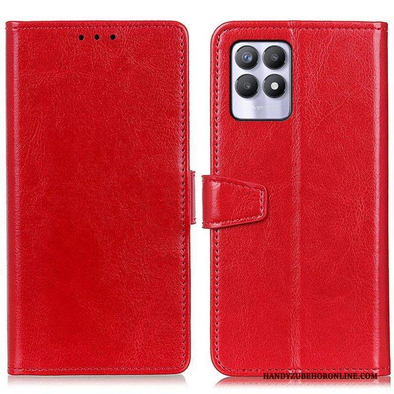 Flip Case Für Realme 8i Einfacher Glänzender Ledereffekt
