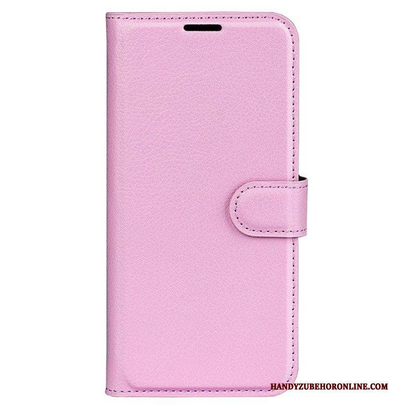 Flip Case Für Realme C30 Klassische Litschi-textur