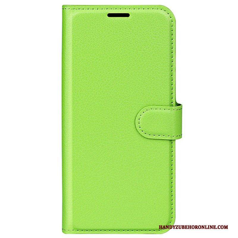 Flip Case Für Realme C30 Klassische Litschi-textur