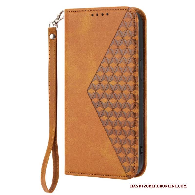 Flip Case Für Realme C53 Riemen Mit Rautenmuster