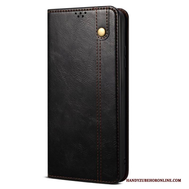 Flip Case Für Realme C55 Gewachstes Kunstleder