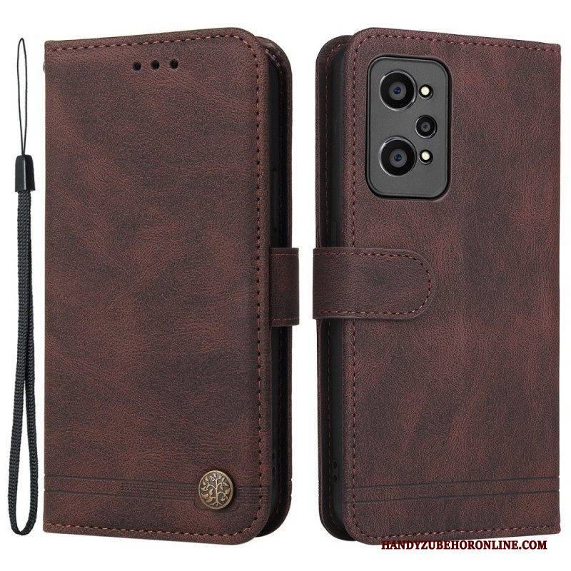 Flip Case Für Realme GT Neo 3T / Neo 2 Nieten Und Riemen Aus Kunstleder