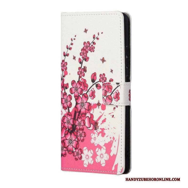 Flip Case Für Samsung Galaxy A13 5G / A04s Tropische Blumen