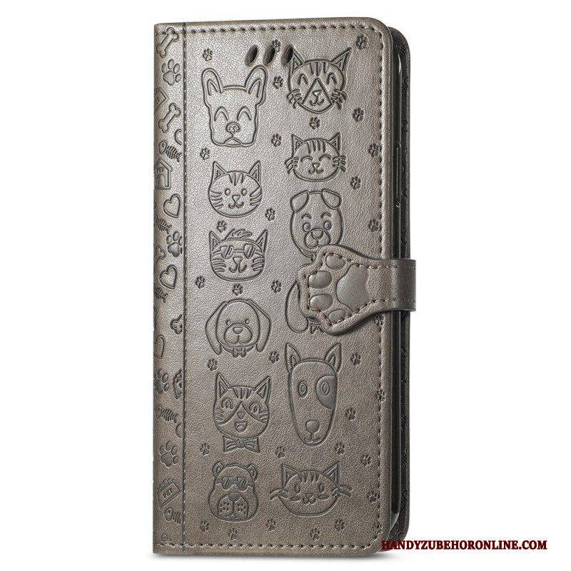 Flip Case Für Samsung Galaxy A14 / A14 5G Animierte Tiere