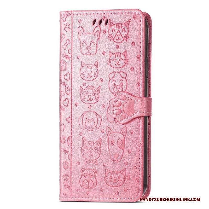 Flip Case Für Samsung Galaxy A14 / A14 5G Animierte Tiere