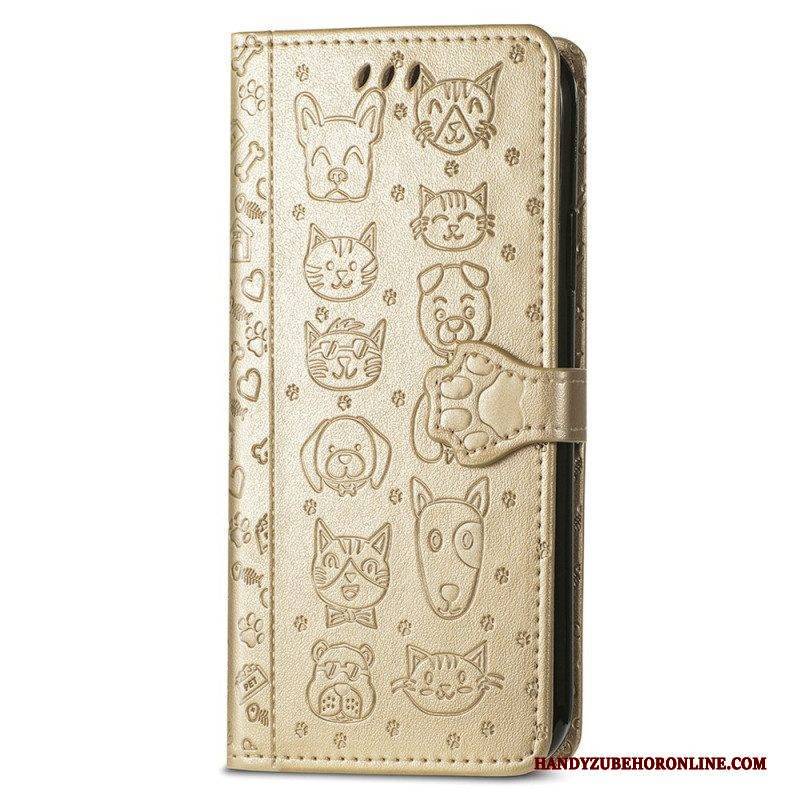 Flip Case Für Samsung Galaxy A14 / A14 5G Animierte Tiere