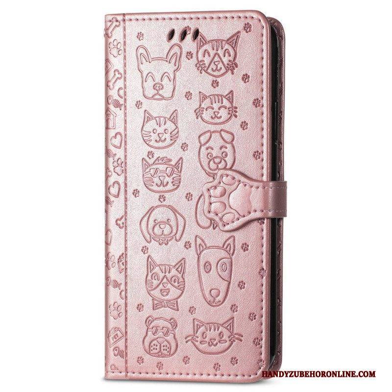 Flip Case Für Samsung Galaxy A14 / A14 5G Animierte Tiere