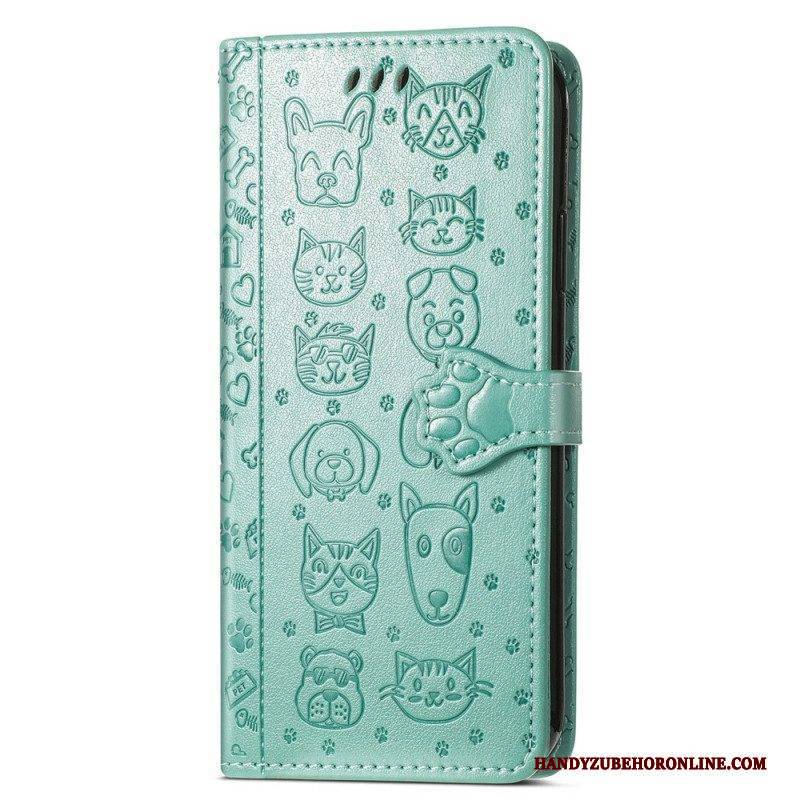 Flip Case Für Samsung Galaxy A14 / A14 5G Animierte Tiere