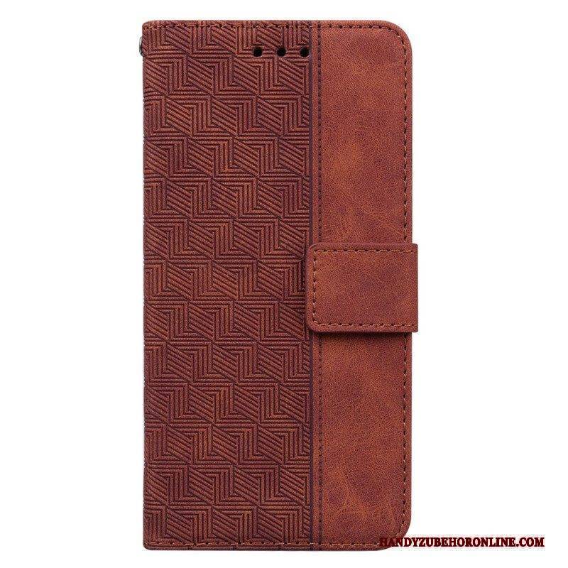 Flip Case Für Samsung Galaxy A14 / A14 5G Mit Kordel Riemchenmuster