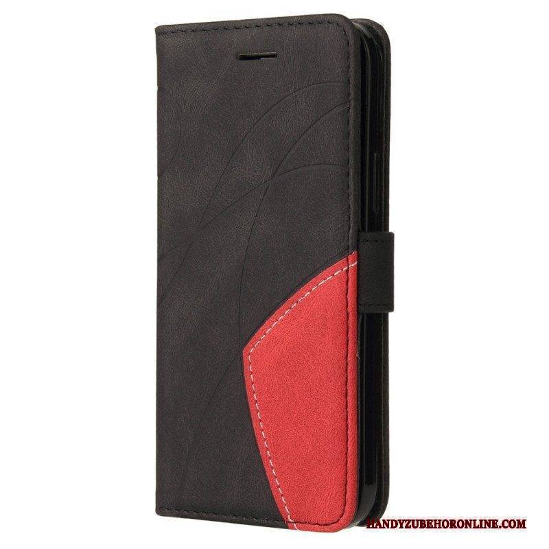 Flip Case Für Samsung Galaxy A14 / A14 5G Mit Kordel Zweifarbiger Riemen