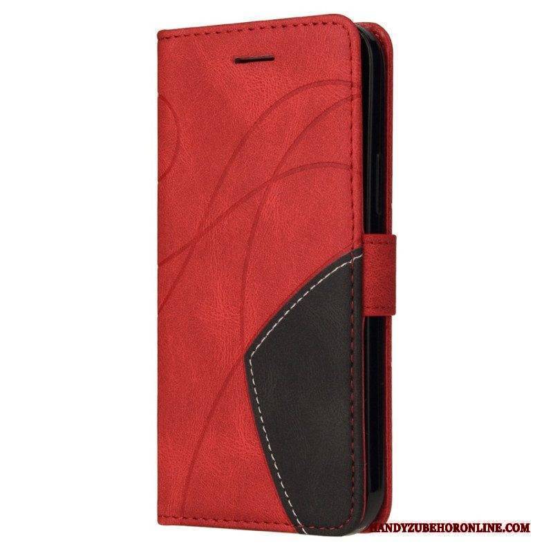 Flip Case Für Samsung Galaxy A14 / A14 5G Mit Kordel Zweifarbiger Riemen