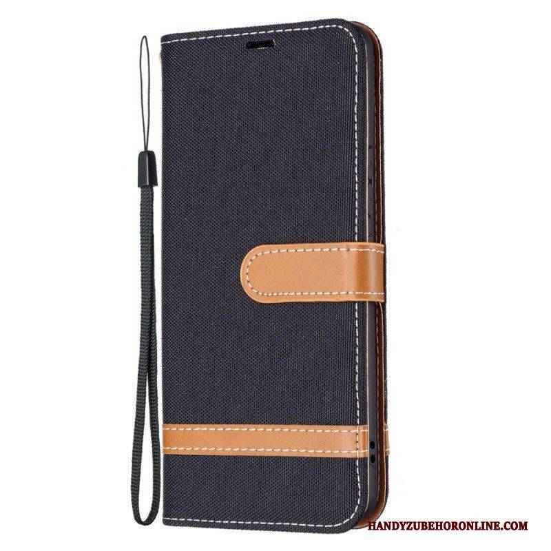 Flip Case Für Samsung Galaxy A53 5G Mit Kordel Armband In Stoff- Und Lederoptik