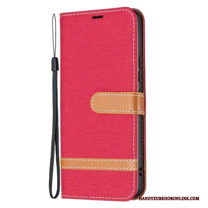 Flip Case Für Samsung Galaxy A53 5G Mit Kordel Armband In Stoff- Und Lederoptik