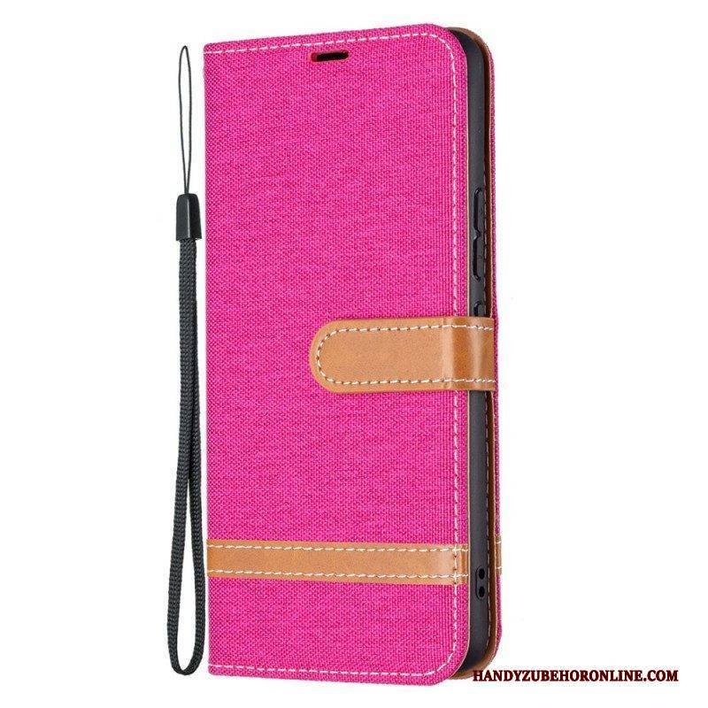 Flip Case Für Samsung Galaxy A53 5G Mit Kordel Armband In Stoff- Und Lederoptik