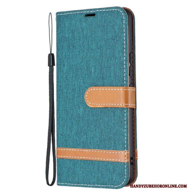 Flip Case Für Samsung Galaxy A53 5G Mit Kordel Armband In Stoff- Und Lederoptik