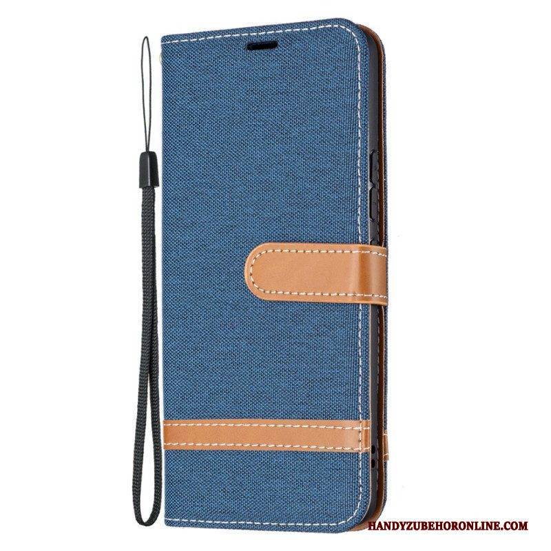 Flip Case Für Samsung Galaxy A53 5G Mit Kordel Armband In Stoff- Und Lederoptik