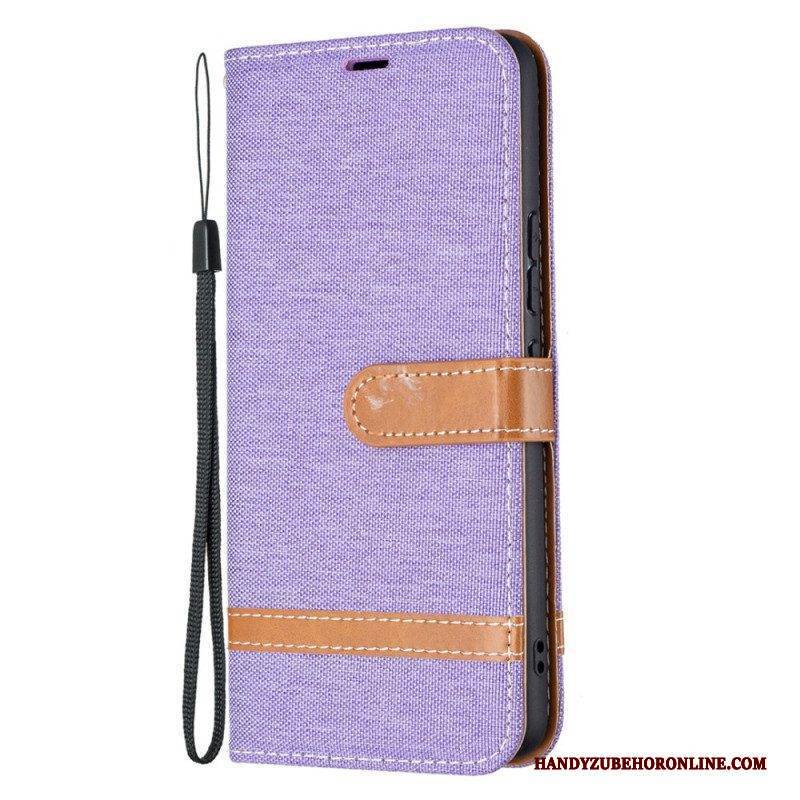 Flip Case Für Samsung Galaxy A53 5G Mit Kordel Armband In Stoff- Und Lederoptik