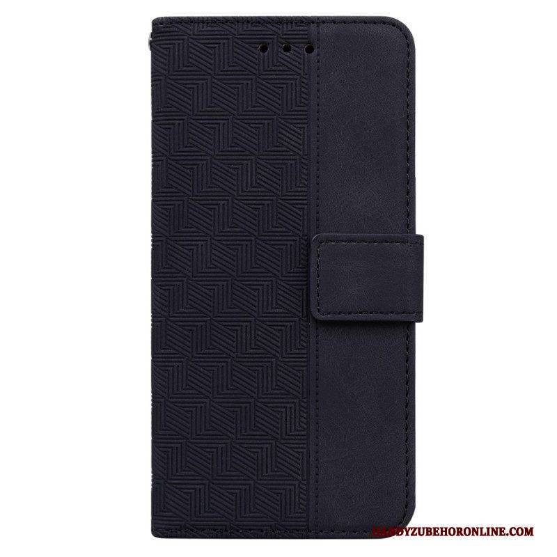 Flip Case Für Samsung Galaxy A54 5G Diskrete Muster Und Riemen
