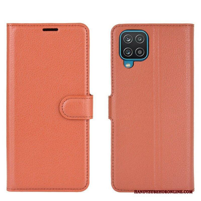 Flip Case Für Samsung Galaxy M12 / A12 Klassisches Lychee-kunstleder