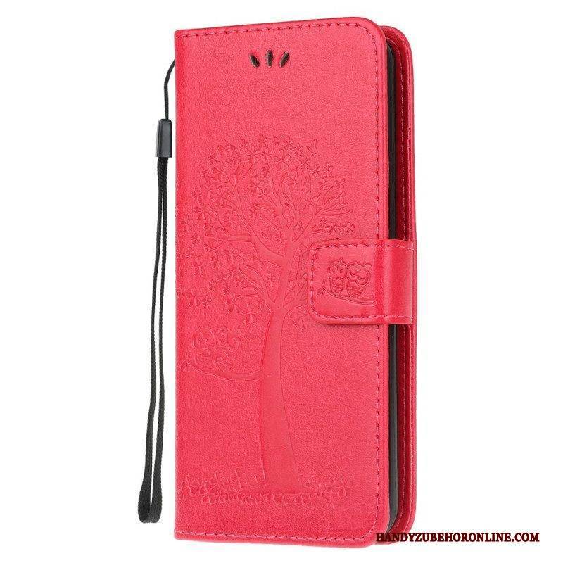 Flip Case Für Samsung Galaxy M32 Mit Kordel Tangabaum Und Eulen