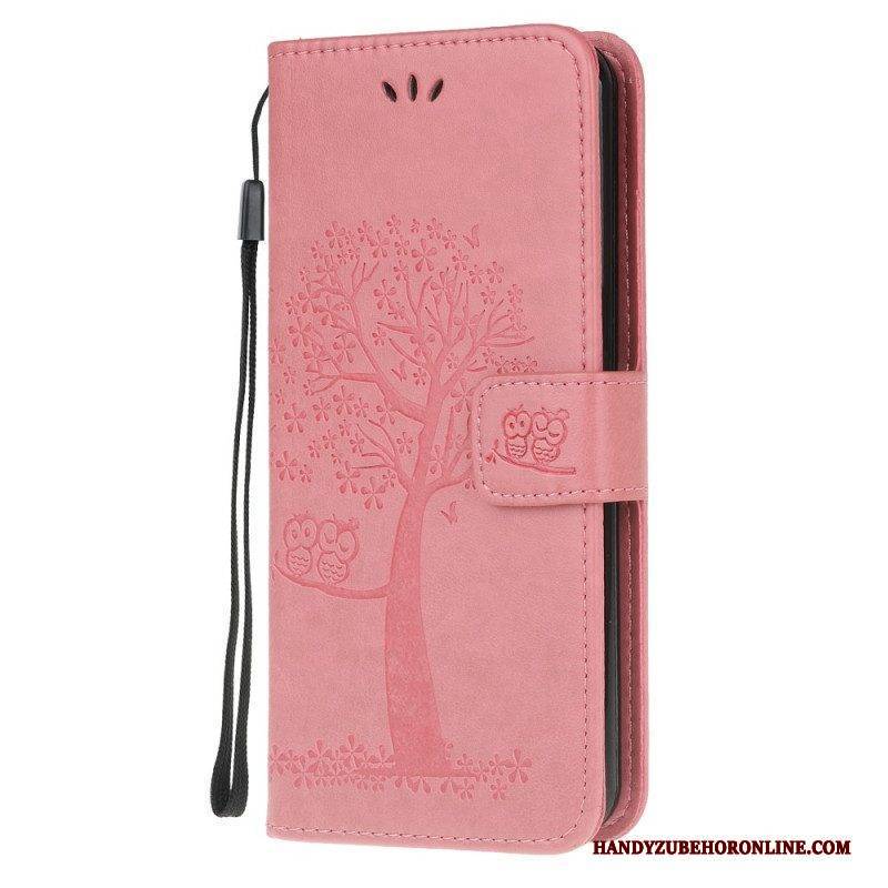 Flip Case Für Samsung Galaxy M32 Mit Kordel Tangabaum Und Eulen