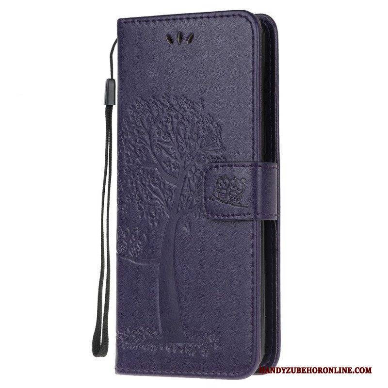Flip Case Für Samsung Galaxy M32 Mit Kordel Tangabaum Und Eulen