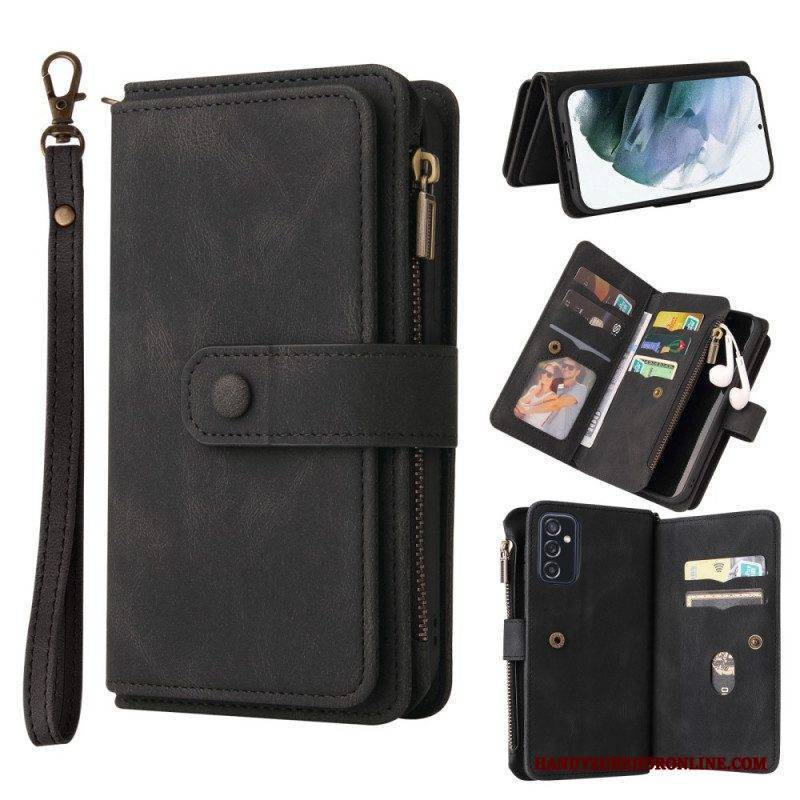 Flip Case Für Samsung Galaxy M52 5G Mit Kordel Geldbörse Mit Schlüsselband