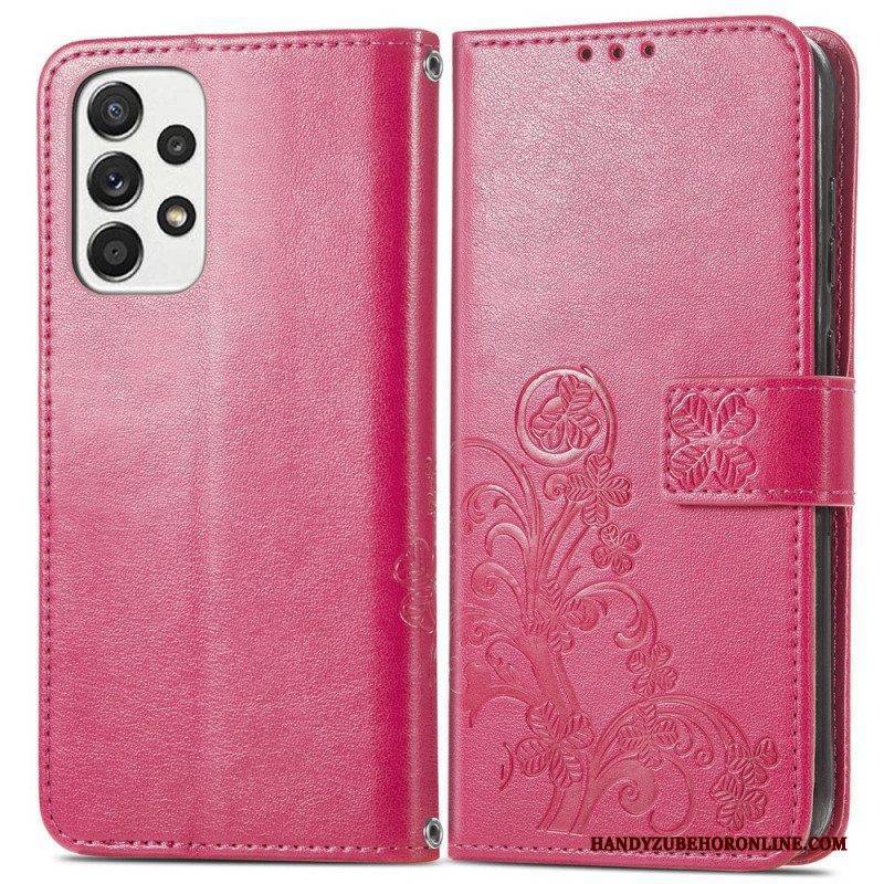 Flip Case Für Samsung Galaxy M53 5G Vierblättriges Kleeblatt