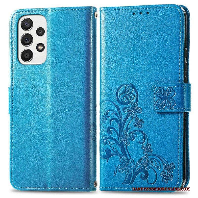 Flip Case Für Samsung Galaxy M53 5G Vierblättriges Kleeblatt