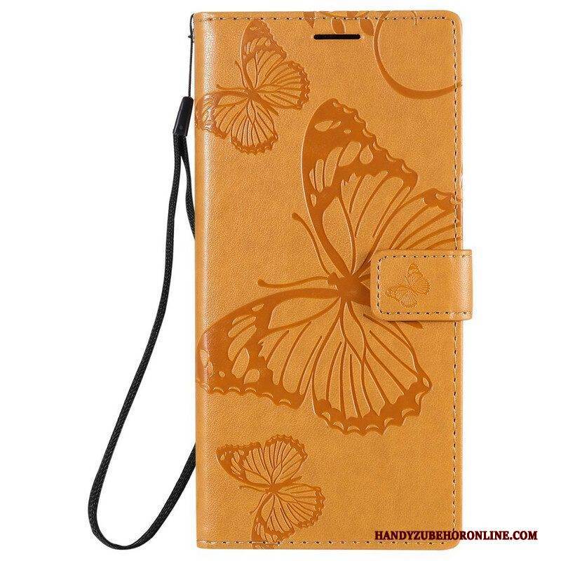 Flip Case Für Samsung Galaxy Note 20 Ultra Mit Kordel Riesige Riemenschmetterlinge