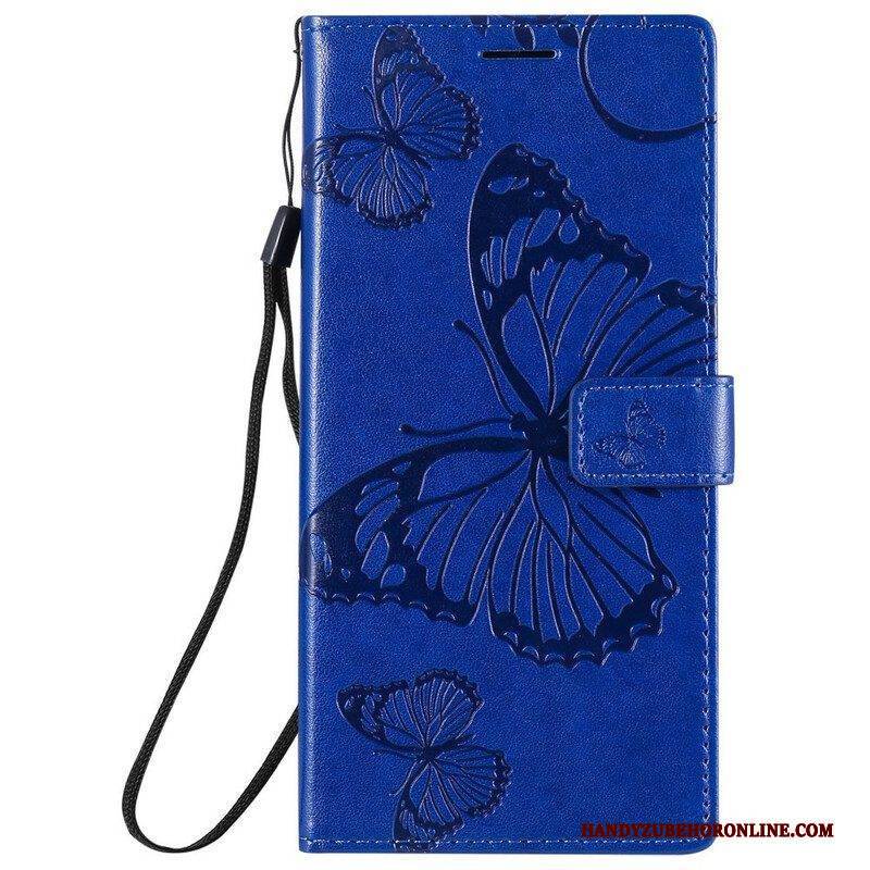 Flip Case Für Samsung Galaxy Note 20 Ultra Mit Kordel Riesige Riemenschmetterlinge
