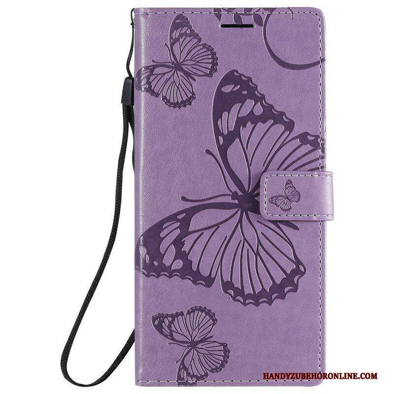 Flip Case Für Samsung Galaxy Note 20 Ultra Mit Kordel Riesige Riemenschmetterlinge