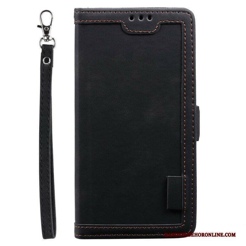 Flip Case Für Samsung Galaxy S20 FE Einfaches. Verstärktes Zweifarbiges Kunstleder