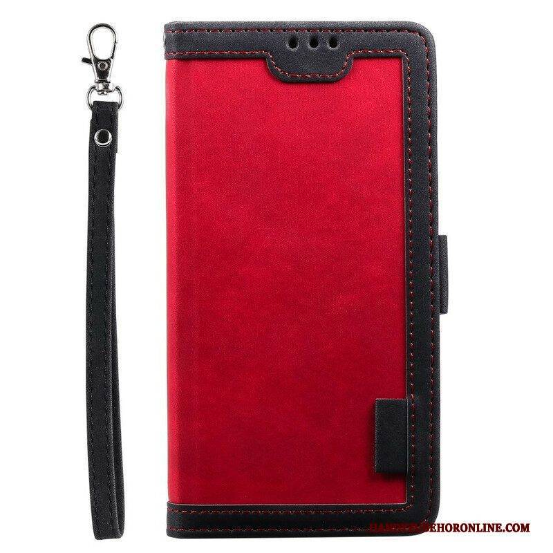 Flip Case Für Samsung Galaxy S20 FE Einfaches. Verstärktes Zweifarbiges Kunstleder