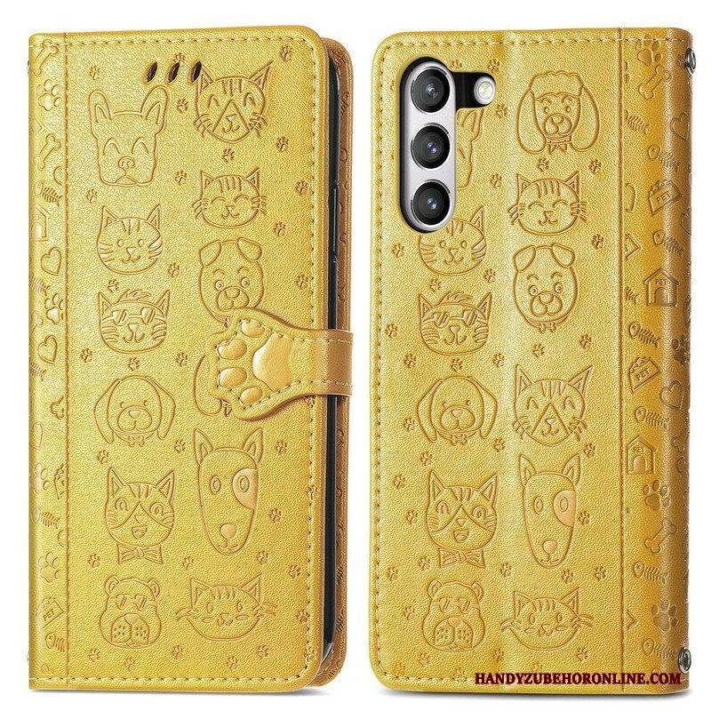 Flip Case Für Samsung Galaxy S21 FE Animierte Tiere