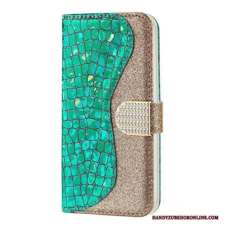 Flip Case Für Samsung Galaxy S21 FE Krokodildiamanten